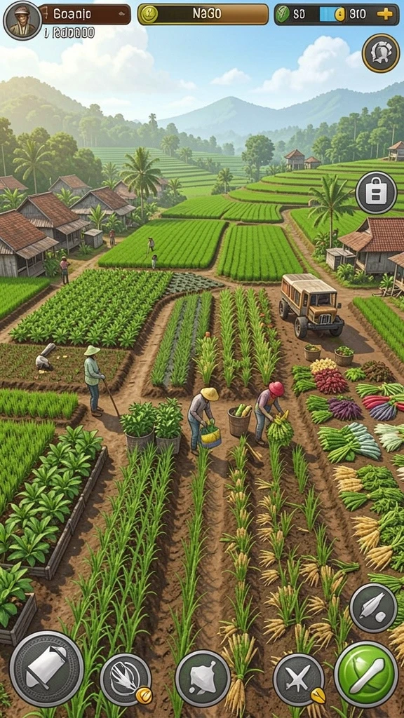 Ilustrasi komunitas yang interaktif dan ramah di dalam game.