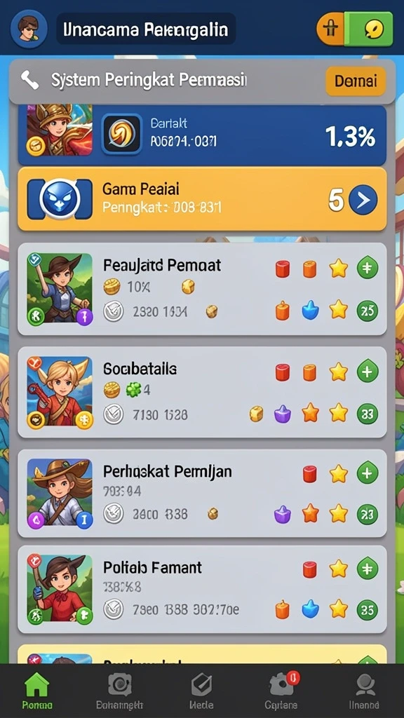 Level yang penuh warna dan penuh tantangan.
