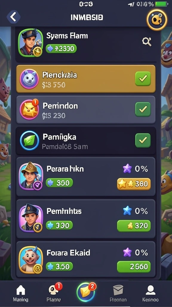 Menu permainan yang beragam dan mudah diakses.